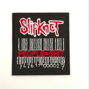 Slipknot Iron On Patch Embroidered Red and White On Black Background